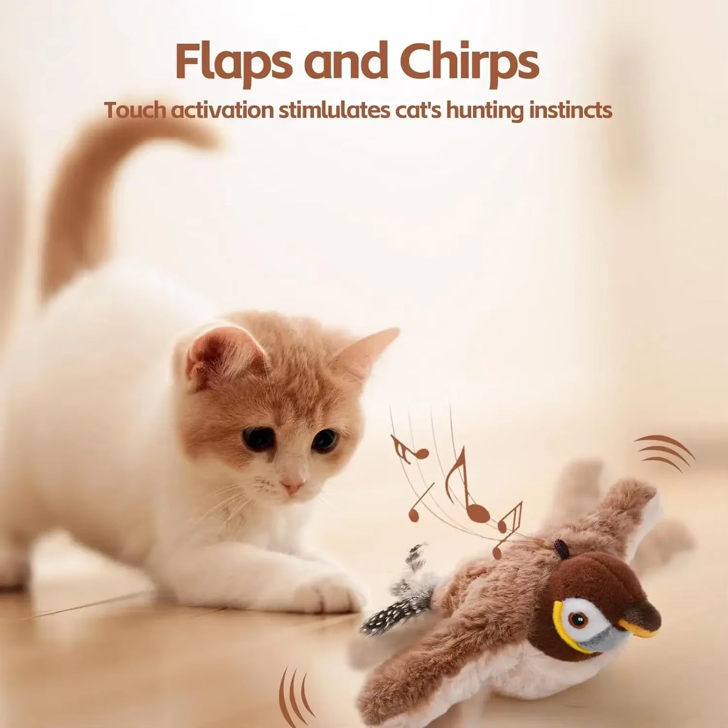 FlutterChirp Cat Toy – Rechargeable Flapping Bird with Catnip & Realistic Sounds